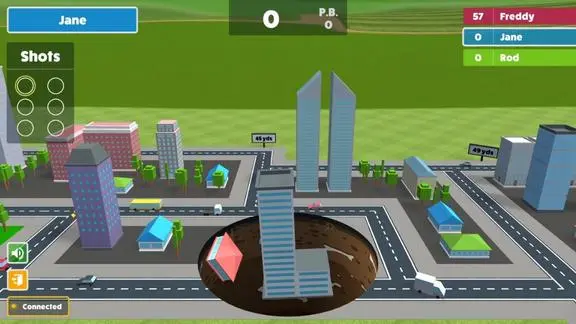 Get in the Hole gameplay showing city buildings