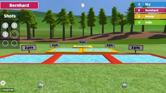 Super Splash gameplay with inflatable pool targets